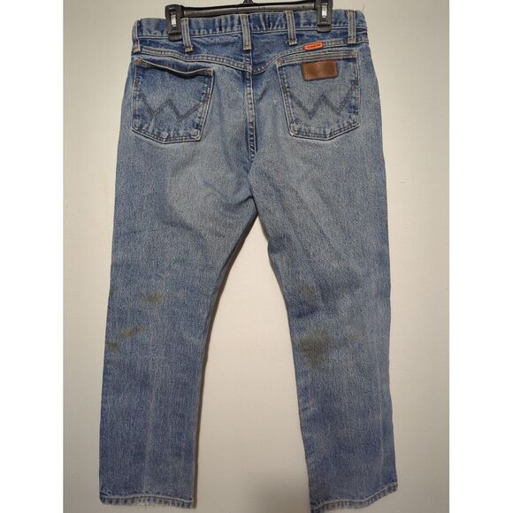 Wrangler Fr Jeans Mens 34X29* Blue Medium Wash Denim American Workwear FR13MWZ - Picture 6 of 14